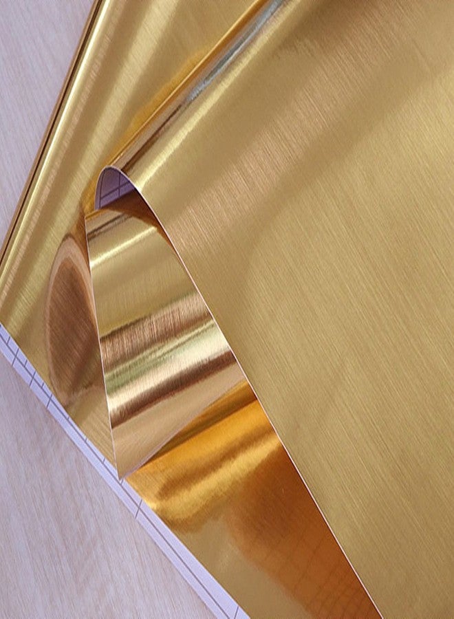 Teemall Metal Look Film Vinyl Self Adhesive Gold Texture Waterproof Anti Greasy Counter Top Peel Stick Metallic Gloss Shelf Liner for Kitchen Cabinet 15.6inch by 79inch - Image 2